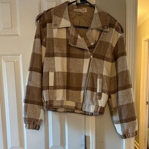 Anthropologie East Coast Collection Dolan Woman's Checkered Bomber Jacket